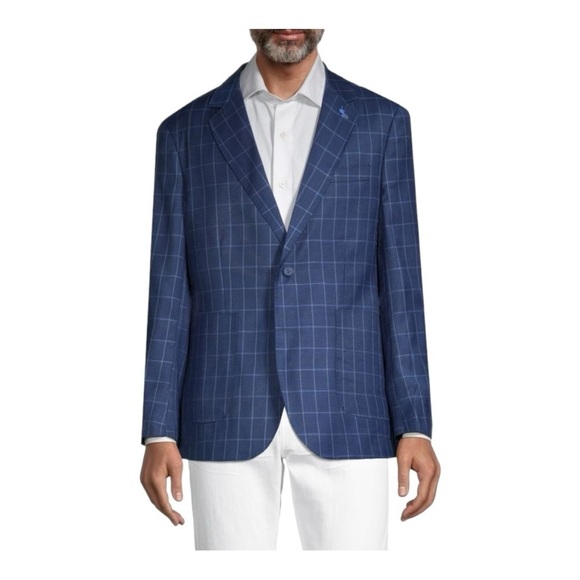 TAILORBYRD Modern Fit Windowpane Sportcoat in Navy (H1)